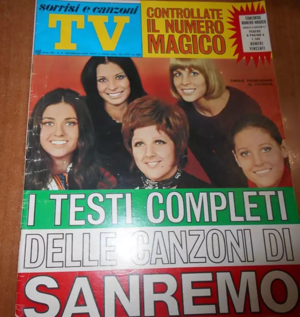 TV Sorrisi e Canzoni N. 8 del 1970 I TESTI COMPLETI DELLE CANZONI DI SANREMO