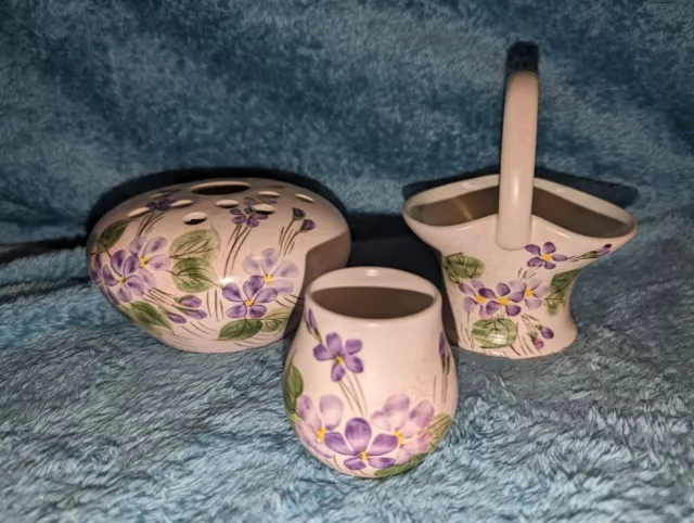 Collection of 3 pieces E Radford hand painted (FV) "Floral" Vases - VGC