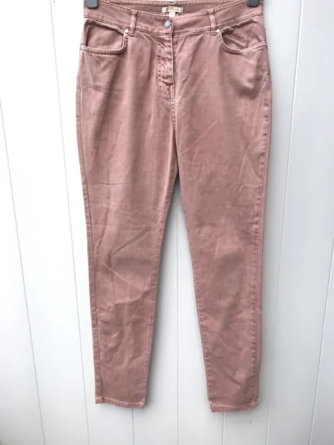 BARBOUR Womens Jeans Size 12 Pale Pink Skinny Fit Zipper Fly Denim Stretch A98