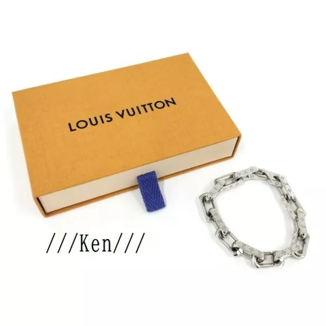 LOUIS VUITTON Bracelet LV Chain Links Monogram M68274 Silver Metal #L  authentic