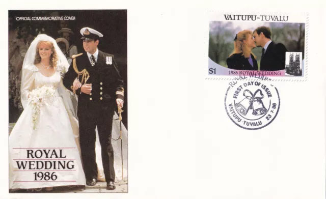 (21298) Vaitupu-Tuvalu FDC Prince Andrew Fergie Royal Wedding 1986