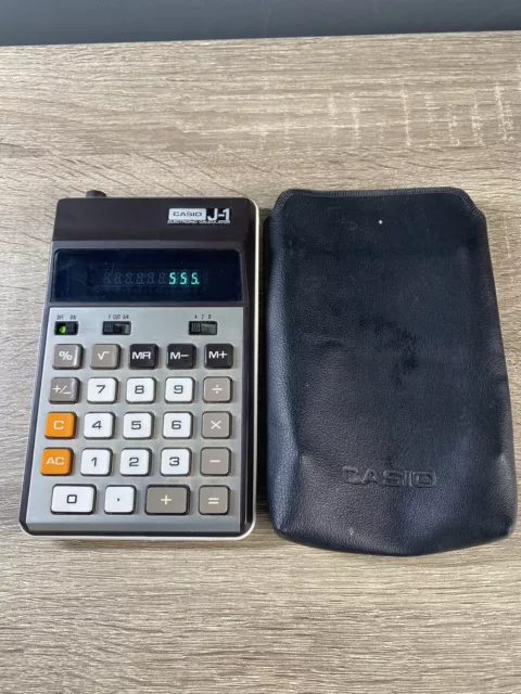 Vintage Retro Casio J-1 J1 Electronic Calculator With Slip Case Cover