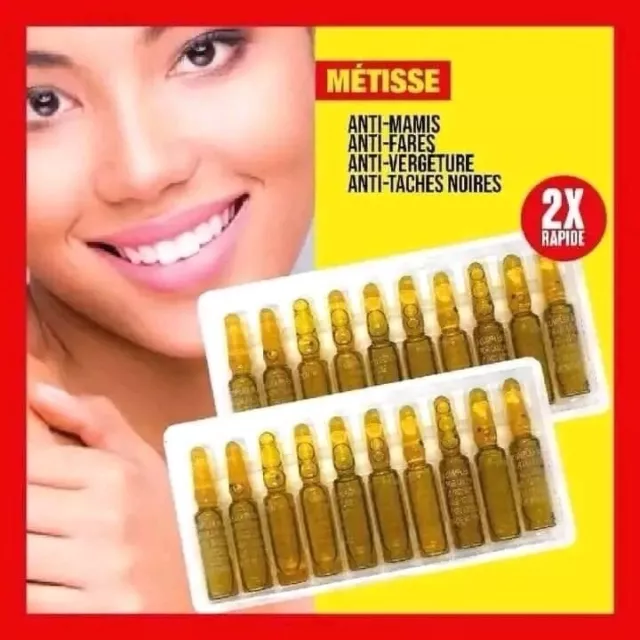 Ampoule Jaune BUVABLE ET VITAMINE C ANTI VERGETURES BLANCHISSANT /2ML FORT 👌🏾