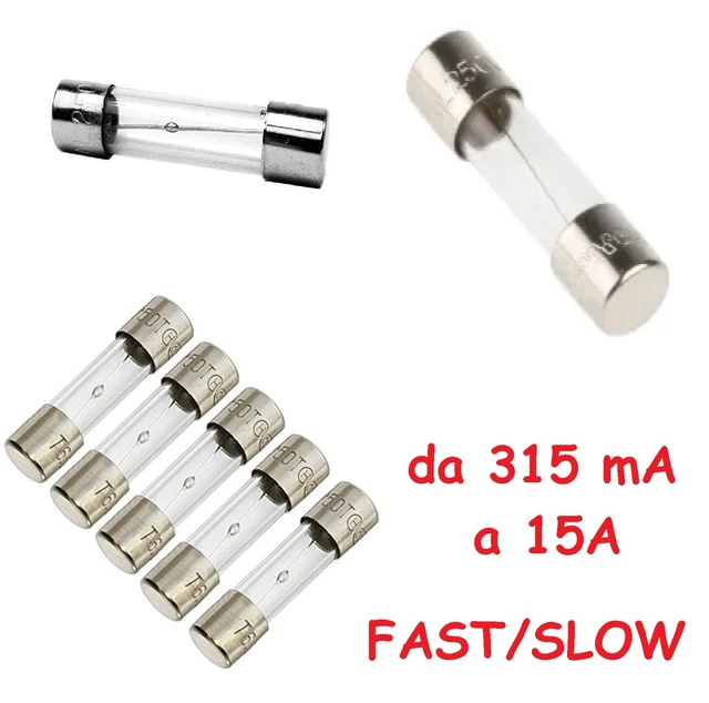 Fusibili Di Precisione 6A 250V - 10 Pezzi 5x20mm Ad Attivazione Lenta Per Elettronica