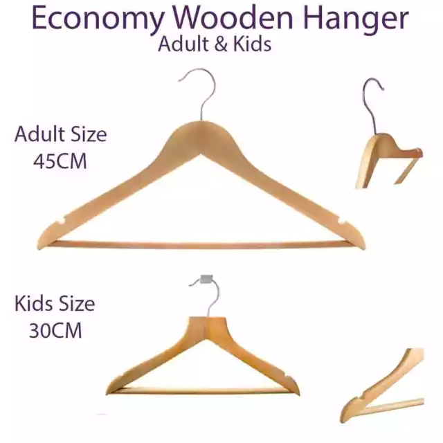 Hd Wooden Coat Hangers With Trouser Bar Set Of (25,50,100,200)