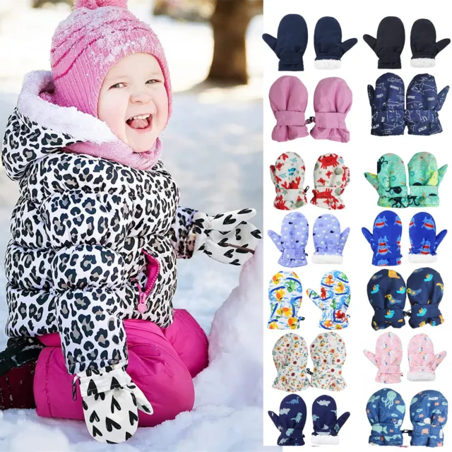 Toddler Kids Baby Girl Boy Winter Mittens Water-Proof Gloves Snow Cartoon Gloves