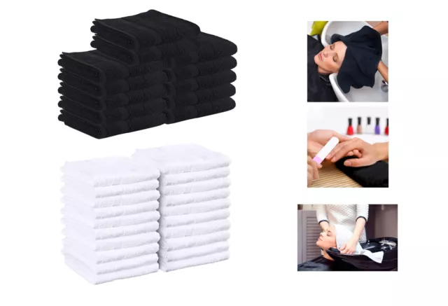 24x Salon Spa Hairdressers Soft Cotton Towels 50 x 80 cm Hand Black, White, Grey