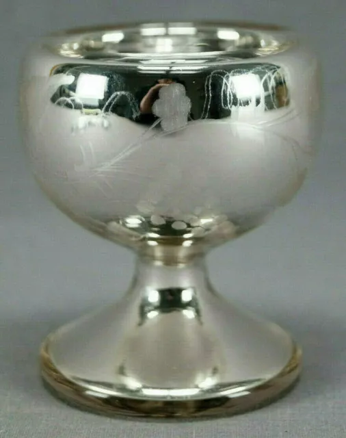 Boston & Sandwich Mercury Glass Engraved Grape Vine Master Salt C. 1855-1870