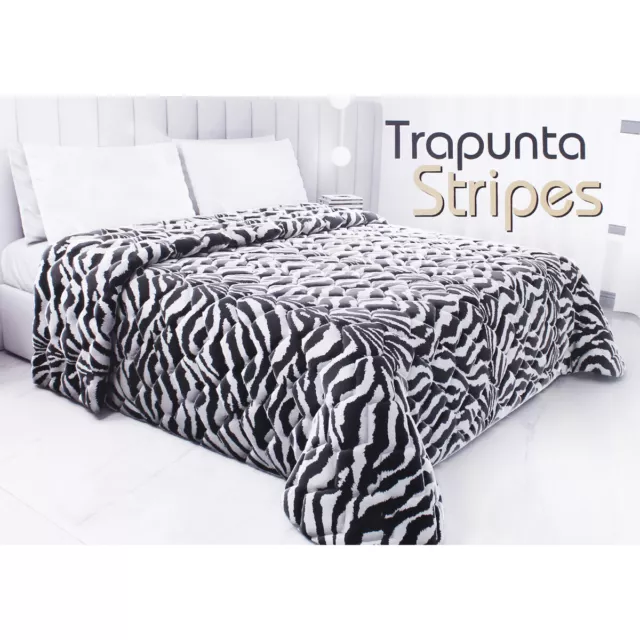 TRAPUNTA PIUMONE MATRIMONIALE Singola Invernale Fantasia Nero Zebrata  Animalier EUR 36,00 - PicClick IT