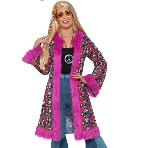LADIES 60S PSYCHEDELIC Hippie Coat Hippy Fancy Dress Costume £24.99 ...