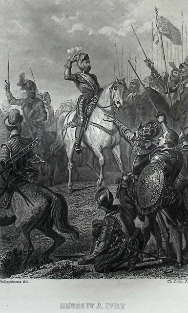 HENRI IV À IVRY  Gravure du 19eme siècle (1857) G20