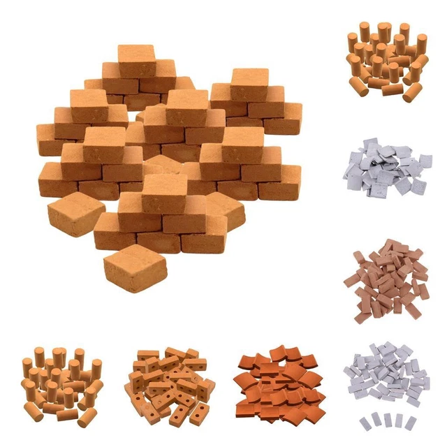 Woohome Mini Briques 250 PCS Gris Briques Miniature Mini Briques D' Argile Diorama pour Fairy Garden Decor, Accessoires Aménagement Paysager Miniature