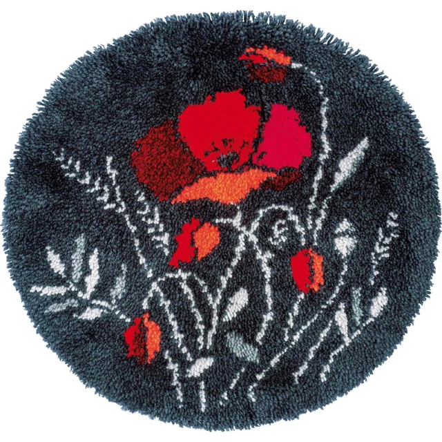 Vervaco Knüpfteppich "Mohnblumen", Knüpfbild vorgezeichnet, Diam. 55cm