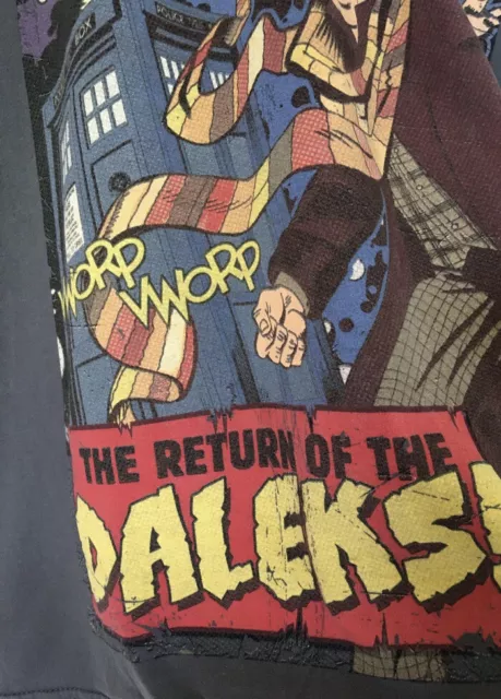 T Shirt Doctor Who The Return of the Daleks Tom Baker Grey 50th 2012 Large Med 3