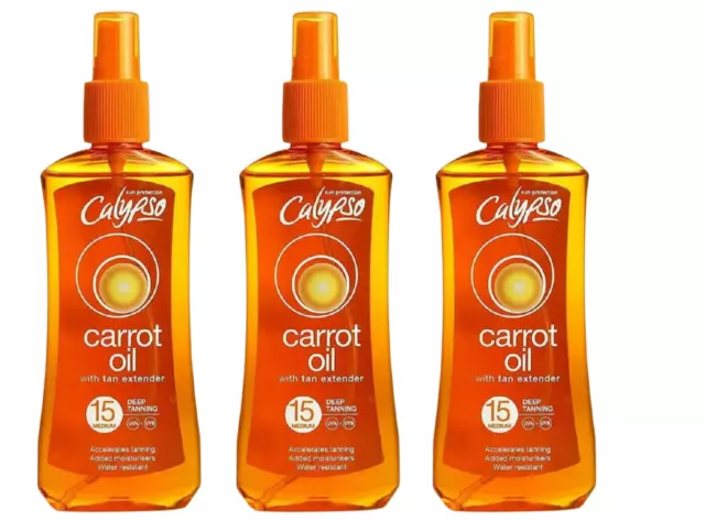 Calypso Carrot Oil Spray SPF 15 With Tan Extender 200ml x 3