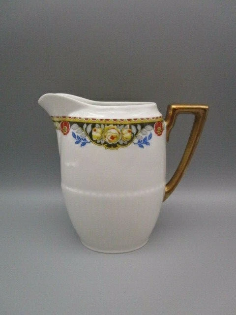 Pichet Ancien Limoges Modèle Palm - Porcelaine Blanche à Décor Floral - Vintage
