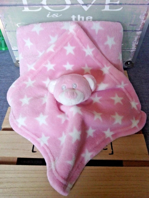 Doudou + Couverture plaid ours rose étoiles blanches Tom et Kiddy Bisous D'ange
