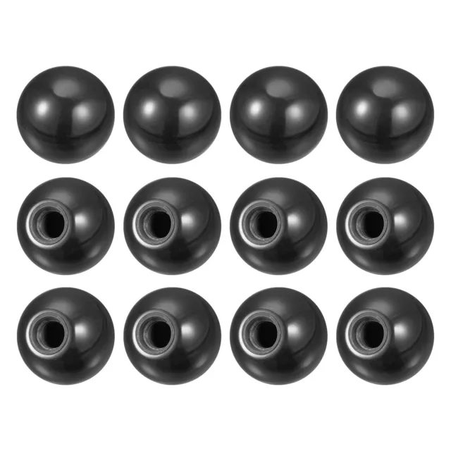 12Pcs 1.57Inch Dia M12 Female Thread Threaded Ball Knobs, Black