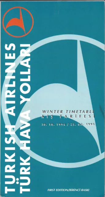 THY Turkish Airlines system timetable 10/30/94 [2041]