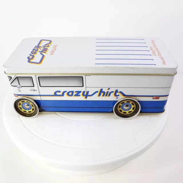 Vintage Crazy Shirts Hawaii Advertising Bus Tin T-Shirt Box England