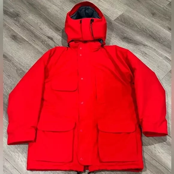 Men’s Medium Red Eddie Bauer Goose Down Made in Canada Artic Winter Parka Jacket 3