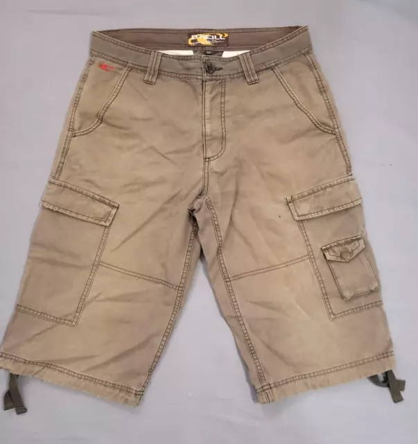 O'Neill Cargo Shorts Size 32 Mens Heavy Cotton Khaki Combat Utility Retro Y2K