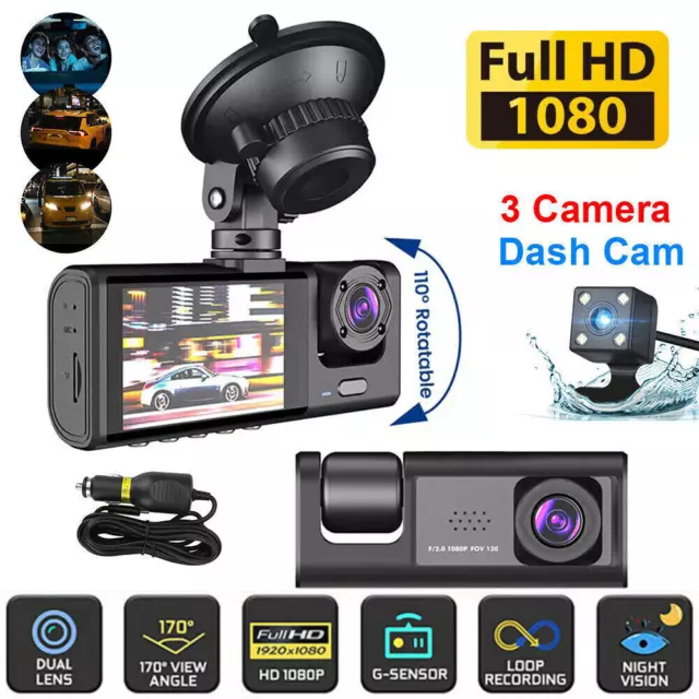 FHD 1080P Doble Objetivo Cámara Automóvil Dashcam DVR Grabadora Visión Nocturna Sensor G