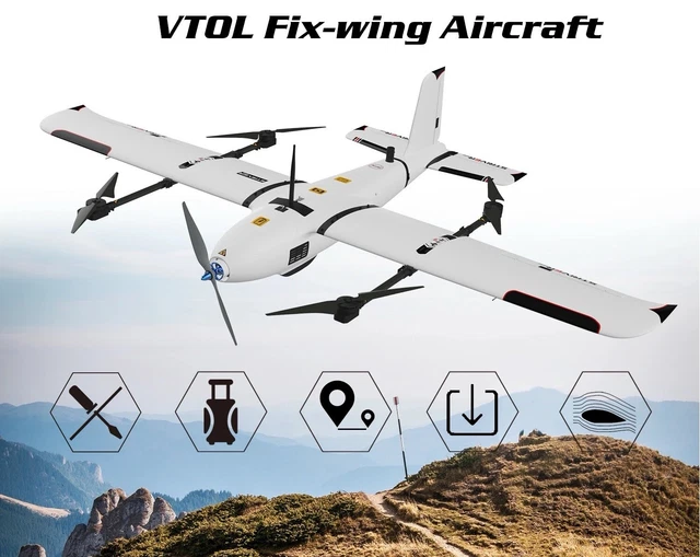 95KM RANGE 1KG Load Surveying Carrier Fixed Wing VTOL Drone Mapping UAV ...