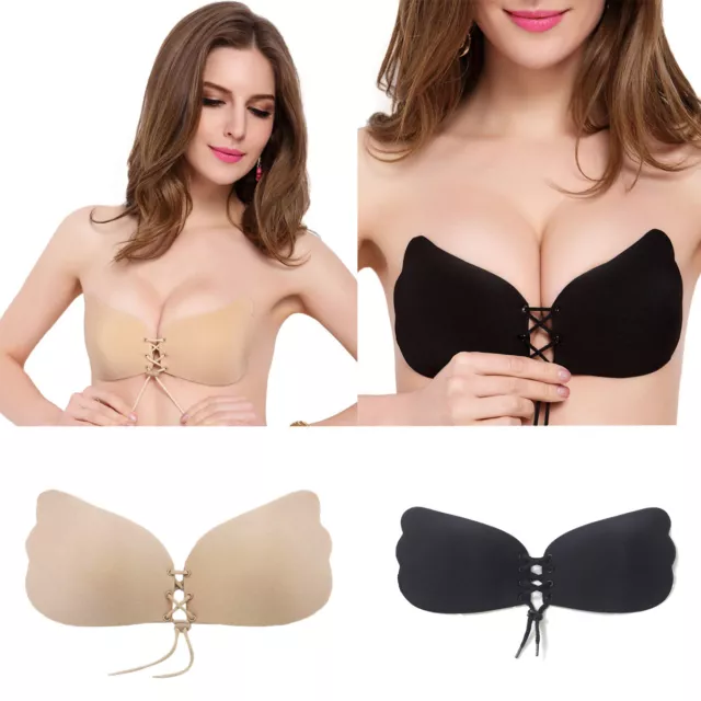 Reggiseno Invisibile Senza Spalline Bra Schiena Nuda Silicone Adesivo Push Up