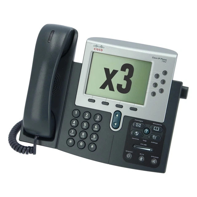 3 Pieces Phone Voip IP Phone Poe Cisco 7962 Network Lan Corporate Business PC _
