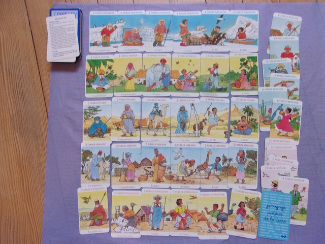 🌻 Ancien jeu de 7 Familles thèmes VOYAGES - JAPON MEXIQUE AFRIQUE INDE TOUAREG