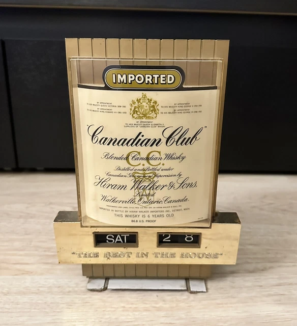 Vintage Canadian Club Whiskey Advertising Desk Light Calendar Man Cave