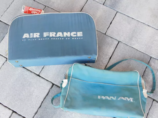 vintage AIRCRAFT LOT 2 SAC de VOYAGE pan am AIR FRANCE travel cabin BAG avion