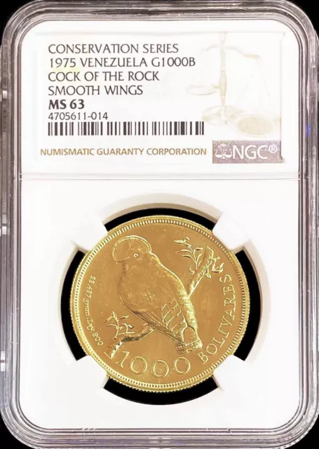 1975 Gold Venezuela 1000 Bolivares Wwc Rock Bird High Relief Ngc Mint State 63