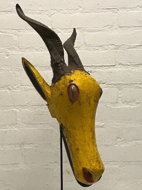 180830 - Old Tribal used African Bambara animal mask - Mali.