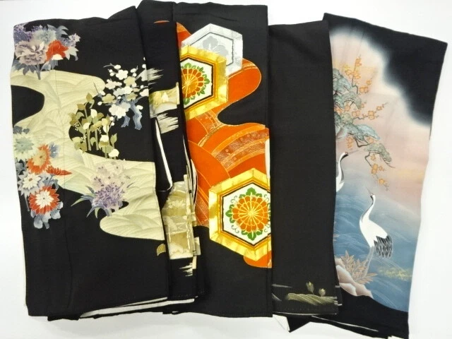 01271# Japanese Kimono / Antique Tomesode / Set Of 5