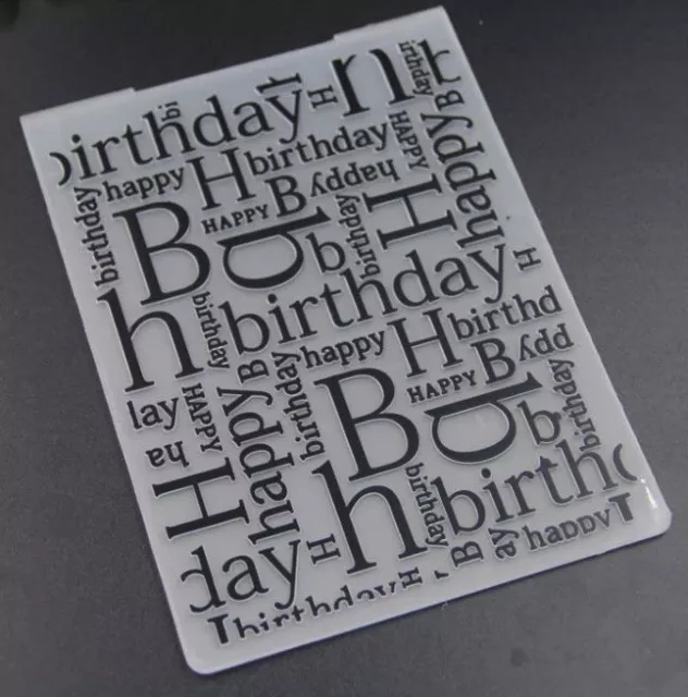 Brand New Happy birthday Phrase worded embossing folder A6 Deep Impression