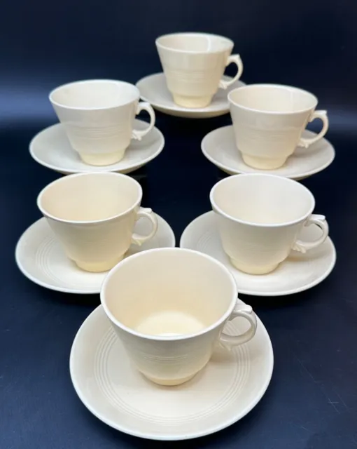 Woods Ware Jasmin set of vintage tea cups and saucers x6