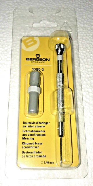 Bergeon Watchmakers Swiss Screwdriver GREY 1.40mm 30080-G with spare blades