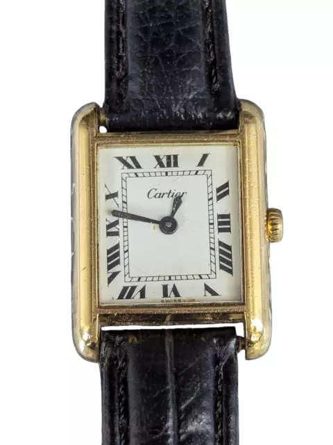 70's Cartier Tank Louis 9315 18k Electroplated Manual Wind Watch