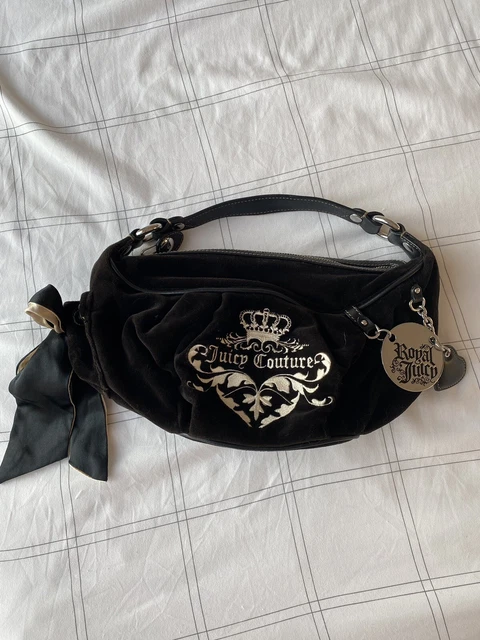 Vintage Juicy Couture Brown and Gold Velour Shoulder Bag Purse Handbag