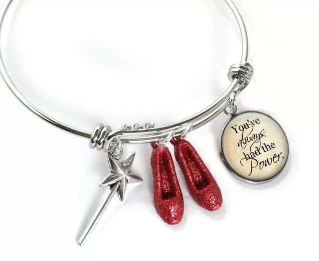 You've always had the Power Wizard of Oz Ruby Red Slipper Charm Bangle Bracelet