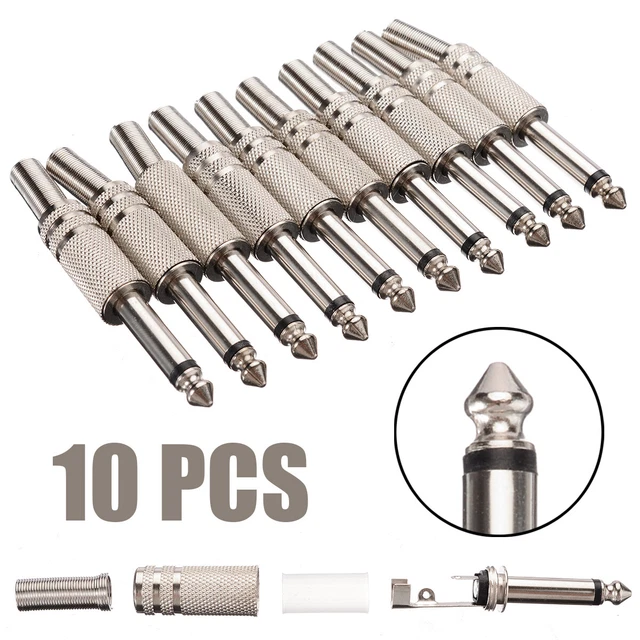 10pcs/pack 1/4'' 6.35mm Male Mono Monaural Audio Cable Jack Connector Plug B
