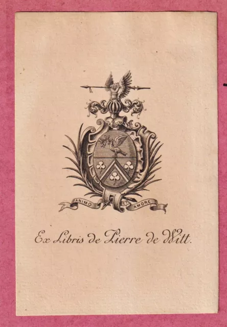 Pierre De Witt Ex-Libris Blason Armoiries Armorial Bookplate Exlibris