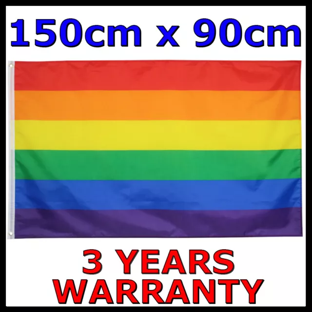 Rainbow Pride Flag Gay Lesbian LGBT Mardi Gras Party Outdoor Banner 150cm x 90cm