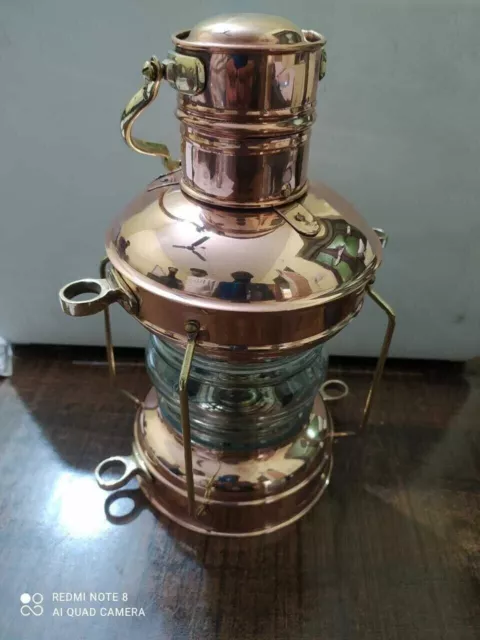 Copper & Brass Anchor Oil Lamp Maritime Ship Lantern Boat Light Nautical