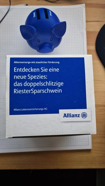 Allianz (RiesterSparschwein | Sparbüchse | Doppelschlitz | Werbeartikel)