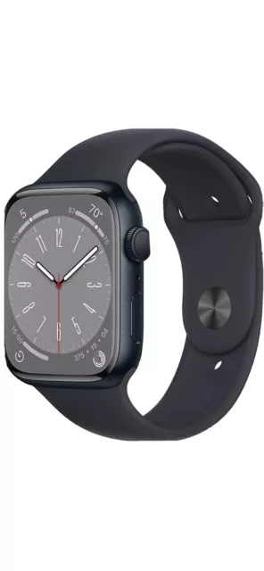 Apple Watch Series 8 45mm Mitternacht Aluminiumgehäuse mit Sportarmband, Regular