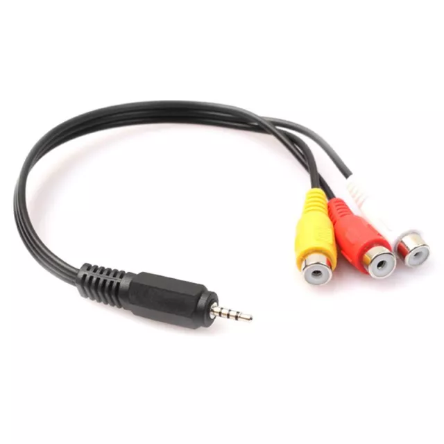 2.5mm  AV Male to 3RCA Female M/F Audio Video Cable Stereo Jack Adapter Cord X7