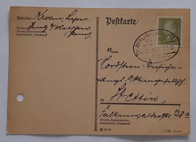 DR Berümte Deutsche, Postkarte, Bahnpost Berlin 15.3.32 mit rot Eingeg. Stempel